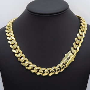 15mm Mens Miami Cuban Royal Link Chain Necklace Box Clasp Real 10K Yellow Gold