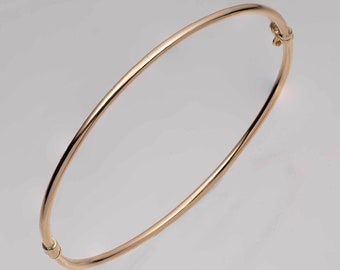 2mm Shiny Tube Bangle Bracelet Real 10K Yellow Gold