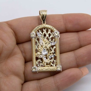 2" Diamond Cut Saint Michael Pendant Real 10K Yellow White Gold