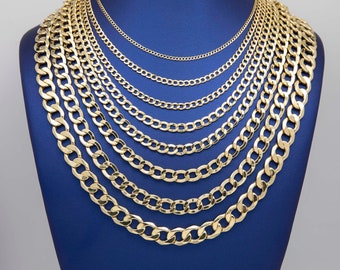 Miami Curb Link Chain Necklace Real 10K Hollow Yellow Gold All Sizes