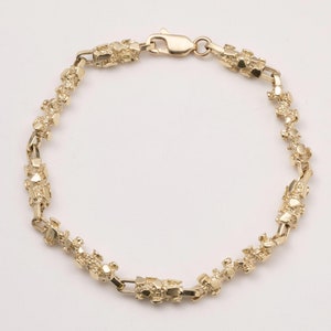 6mm Barrel Link Nugget Bracelet 10K Yellow Gold 8.5&quot;