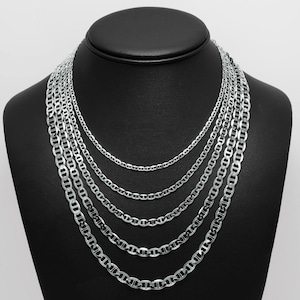 Mariner Link Chain Solid Sterling Silver 925 Italy All Sizes