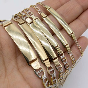 Solid 10K Gold Diamond-Cut Mariner ID Bracelet 10K Yellow White Gold All Sizes