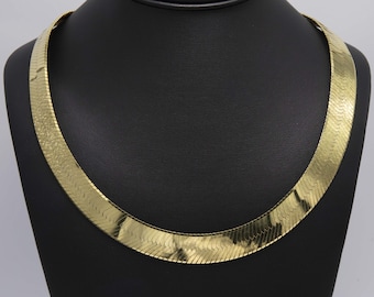 16mm Bold Herringbone Chain Necklace 14K Yellow Gold Plated Sterling Silver 925