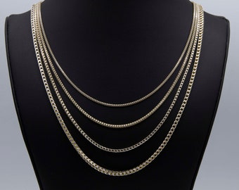 Two-Tone Franco Chain Necklace Real 14K Yellow Gold-Plated Silver 925 All Sizes