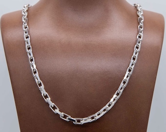 5mm Chunky Box Chain Necklace Real 14K Solid White Gold All Sizes
