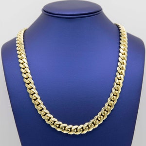 10K Yellow Gold Real Miami Cuban Link Chain Necklace All Sizes