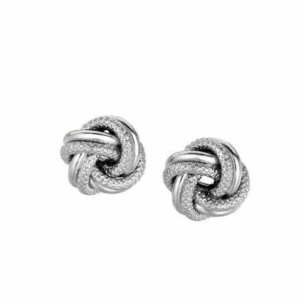 1/4" Diamond Cut Polished Mini Love Knot Stud Earrings 925 Sterling Silver