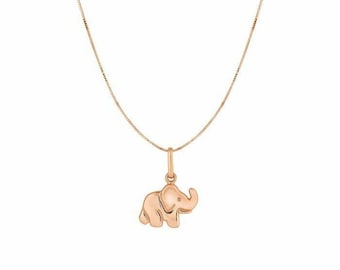 18" Polished Elephant Chain Necklace Real 10K Rose Gold 1.3gr
