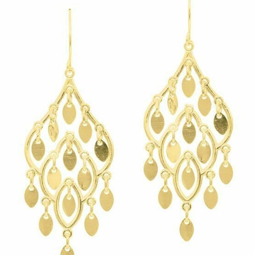 Drop Dangle Chandelier Earrings Real 10K Yellow Gold Etsy