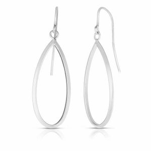 1 5/8" Graduated Open Oval Dangle Drop Earrings Real 14K White Gold 1.0gr