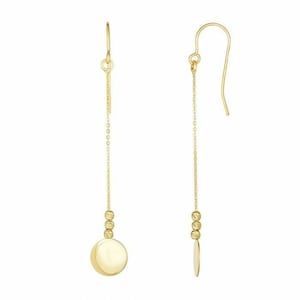 2 1/4&quot; Polished Circle Disc Bead Drop Dangle Earrings Real 10K Yellow Gold 0.9gr