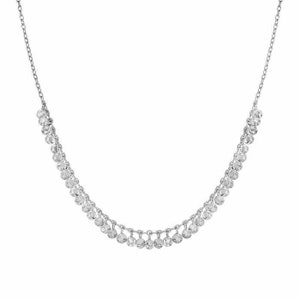 16" Diamond Cut Dangle Disc Choker Necklace Sterling Silver 925 4.5gr