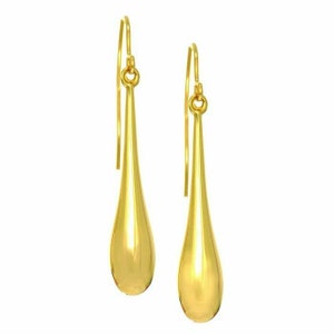 1 1/2" Polished Graduated Tear Drop Earrings Real 14K Yellow Gold 1.2g