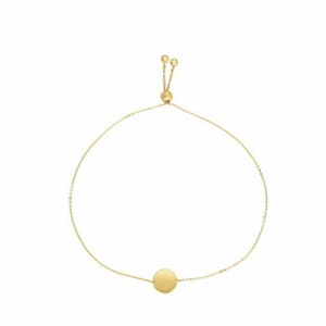 9.25" Adjustable Polished Circle Bolo Bracelet Real 14K Yellow Gold 1.1gr