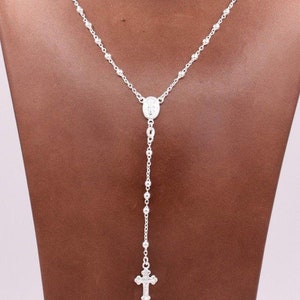 3mm Rosary Shiny Chain Necklace Real Sterling Silver 925 Italian ALL SIZES