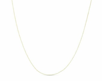 0.8mm Double Extendable Cable Chain with Spring Ring Real 14K Yellow Gold 18"