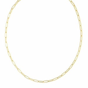 3.5mm Paperclip Link Chain Necklace Real 14K Yellow Gold ALL SIZES