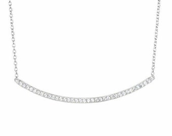 Cubic Necklace \u2022 Stylish Sparkling Zirconia Curved Bar Necklace \u2022 Handmade \u2022 Dainty Necklace \u2022 Bridesmaid Love Gift Birthday Graduation