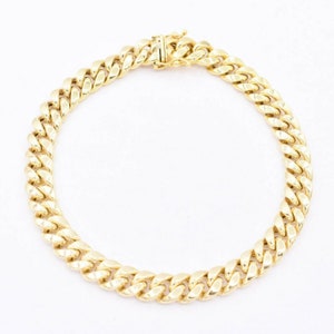 7.8mm Miami Cuban Curb Bracelet with Box Lock Real 10K Yellow Gold 8.5"