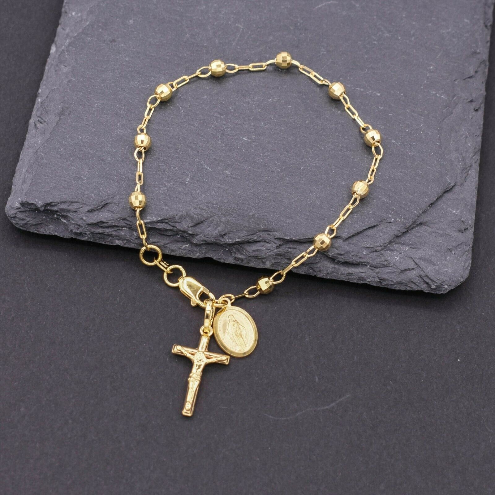 Real 10k Gold Bracelet rosary - Jewelry