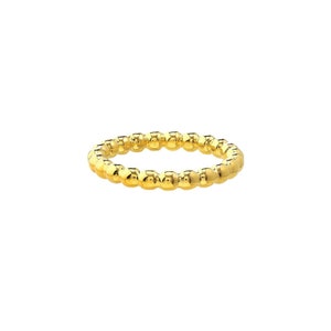 Round Bead Ball Ring Real Solid 14K Yellow Gold
