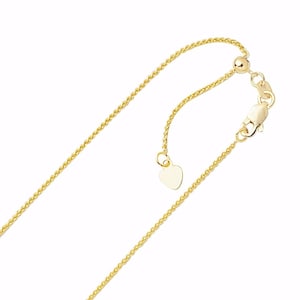 1mm Solid Adjustable Spiga Wheat Chain Necklace REAL 10K Yellow Gold 22&quot; 2.4gr