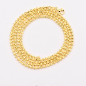 2.3mm Moon Cut Ball Bead Chain Necklace Solid 14K Yellow Gold Clad 925 Silver