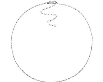1.25mm Adjustable Valentino Chain Choker Necklace Real 14K White Gold 16"