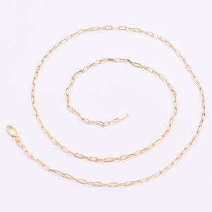 2mm Paper Clip Long Link Chain Necklace 10K Real Yellow Gold