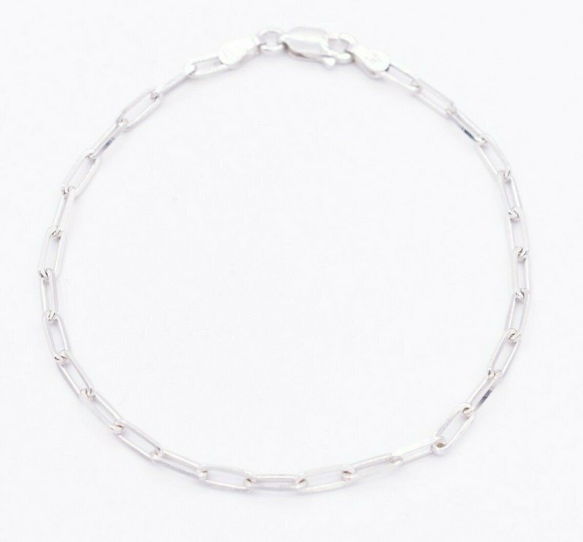 thumbnail interactive-video image 1 of Goldum NYC 2.5mm Paperclip Link Chain Bracelet - 14K White Gold Plated Sterling Silver 925 - 7 Inch 1 of 4