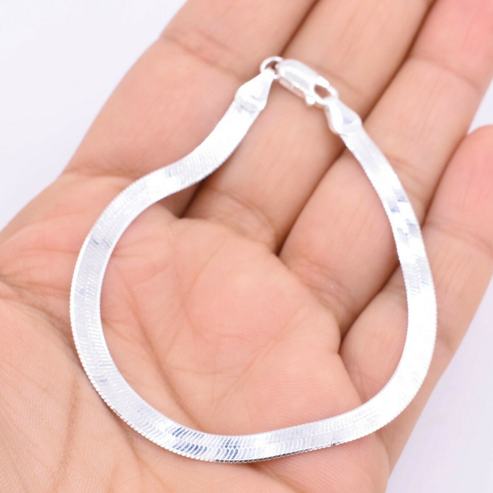 Bracciale A Spina Di Pesce Flessibile E Confortevole In Argento - Foto 3