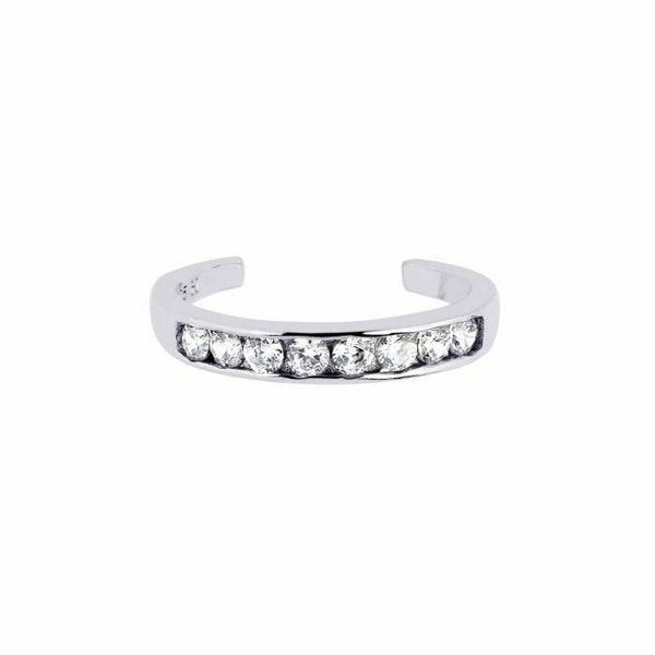 Silver Channel Set CZ Toe Ring Real Sterling Silver 925