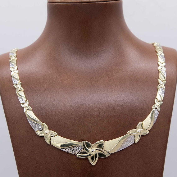 Collana In Argento Placcato Argento 925 E Oro Giallo 18 Carati - Foto 8