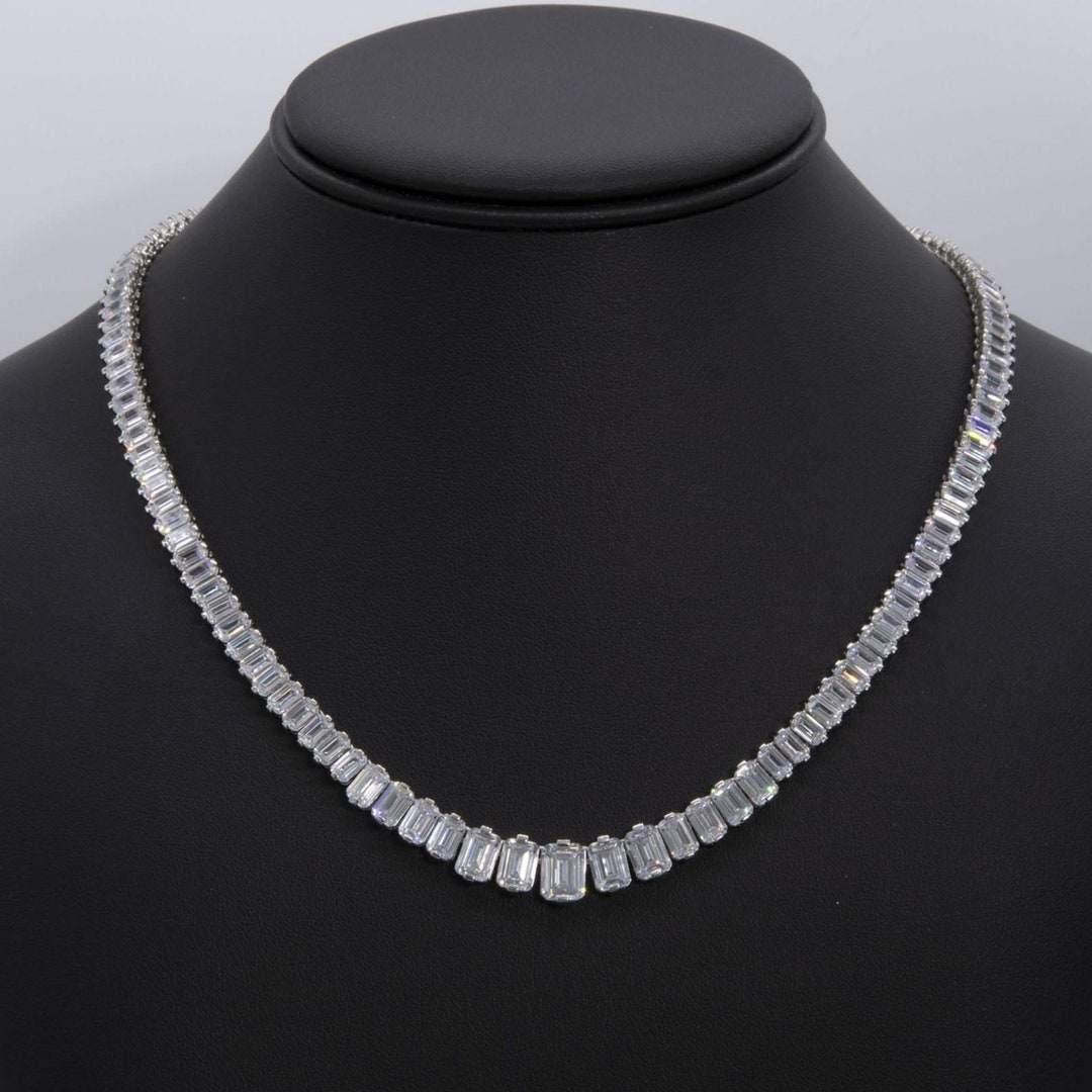Baguette Sterling Silver Baguette kiss Cross & Tennis Chain