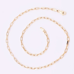 3mm Paper Clip Long Link Chain Necklace 10K Real Yellow Gold