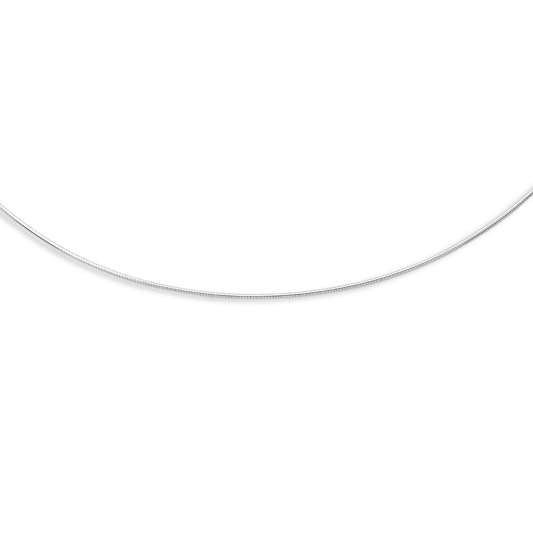 1.5mm Round Omega Chain Necklace Real Solid 14K White Gold Screw off
