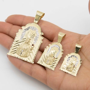 Saint Barbara Diamond Cut Ruby Pendant Real 10K Yellow White Gold All Sizes