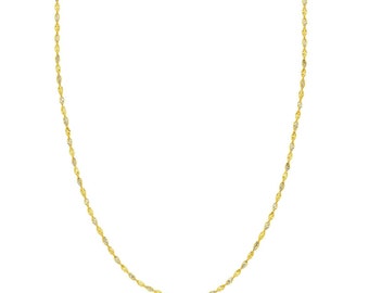 Collar de cadena de dos tonos Dorica de 2,1 mm, oro blanco amarillo macizo auténtico de 14 quilates
