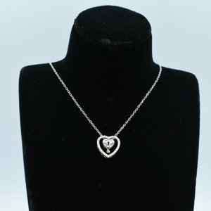 CZ Open Heart Key Lock Charm Necklace Sterling Silver 925