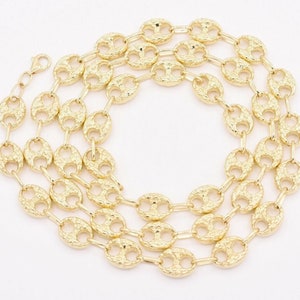 10mm Puffed Mariner Nugget Textured Chain Necklace Real 10K Yellow Gold
