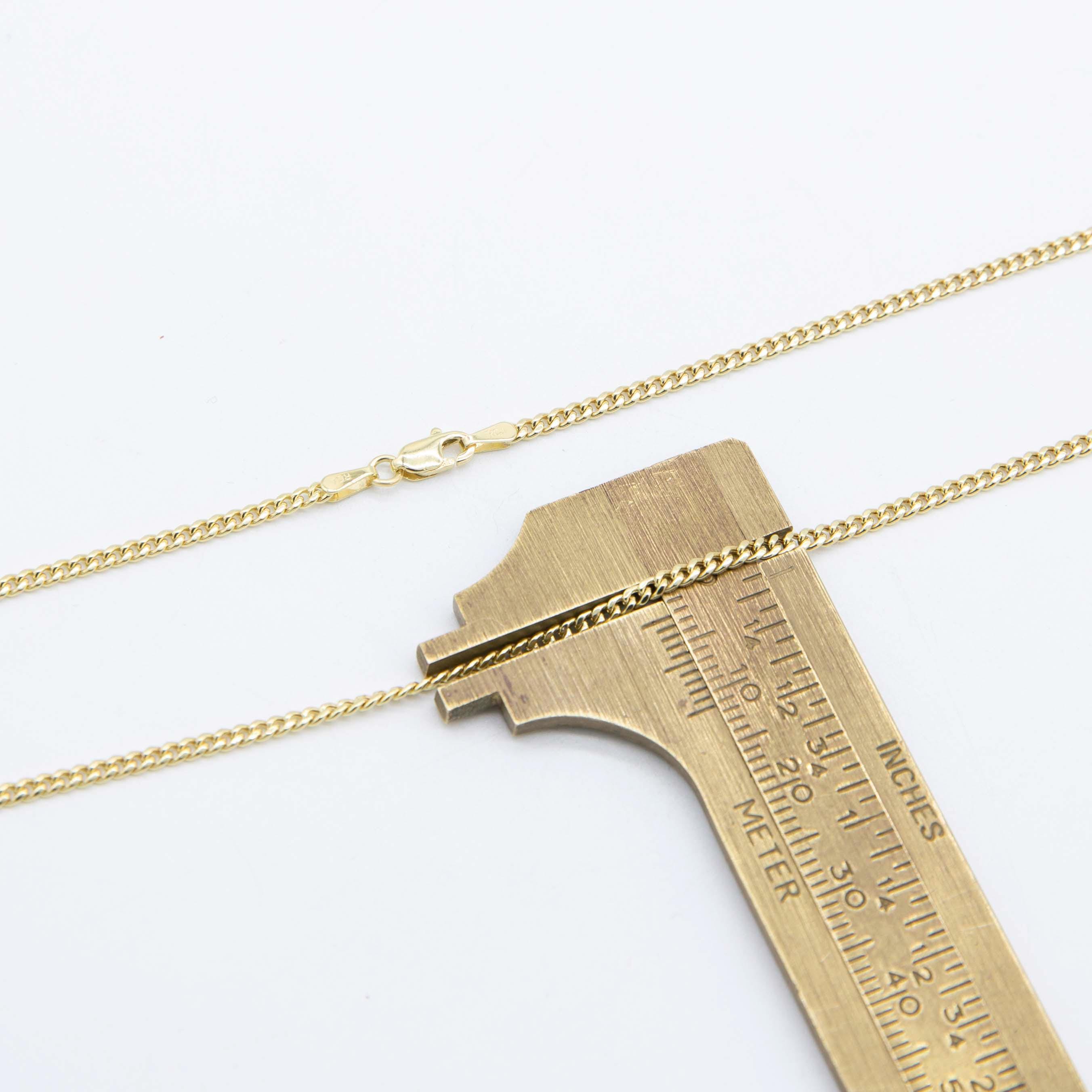 2 mm マイアミ キューバン リンク チェーン ネックレス 本物の 14K