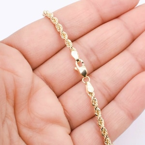 2,9 mm gedrehte Seil Kette texturiert Fußkettchen Echt 10K Gelbgold 10&quot;