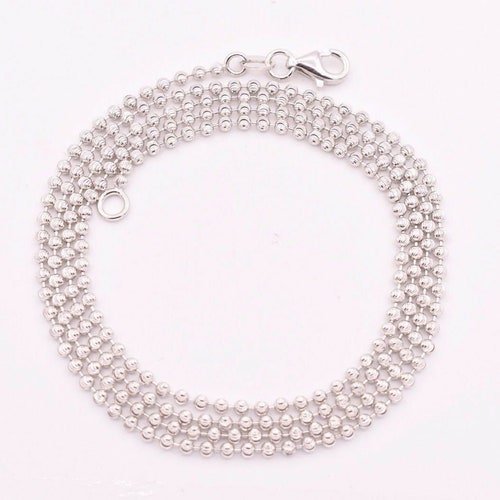 2mm Diamond Cut Moon Cut Ball Bead Chain Necklace Real Etsy