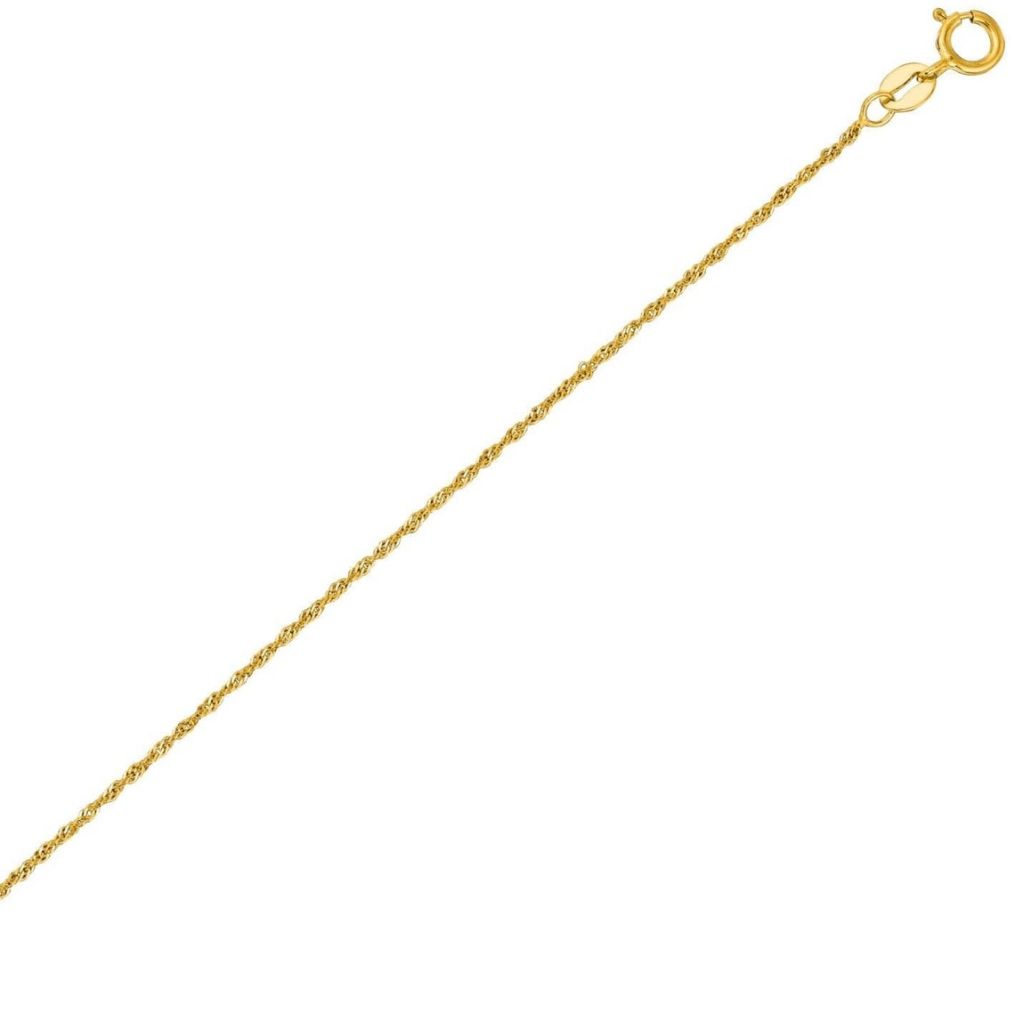 1mm Twisted Singapore Chain Necklace Real Solid 14K Yellow Gold Sparkle ...