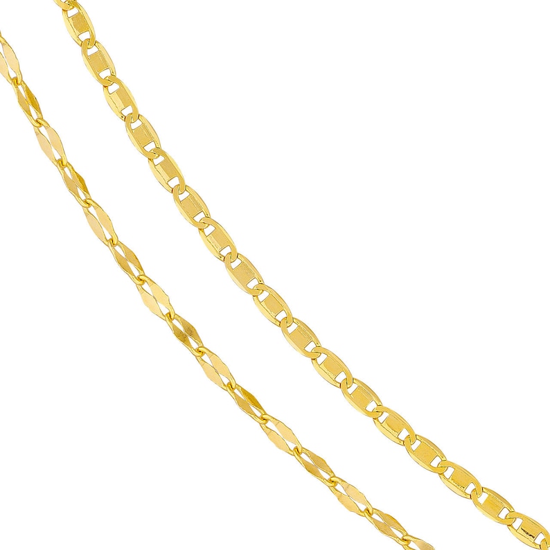 Adjustable Valentino and Hammered Forzentina Chain Necklace Real 14K Yellow Gold image 2