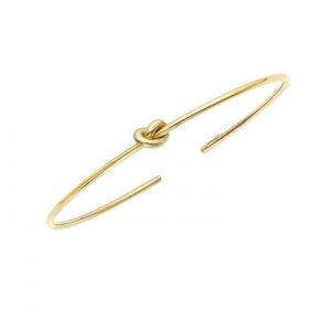 Polished Amore Love Knot Bangle Bracelet Real 14K Yellow Gold 2.8gr