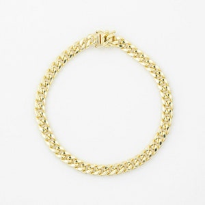 6.2mm All Shiny Miami Cuban Bracelet Box Clasp Lock Real 10K Yellow Gold