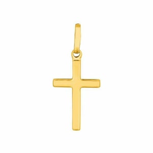 1" Polished Small Flat Cross Real 14K Yellow Gold 0.6gr