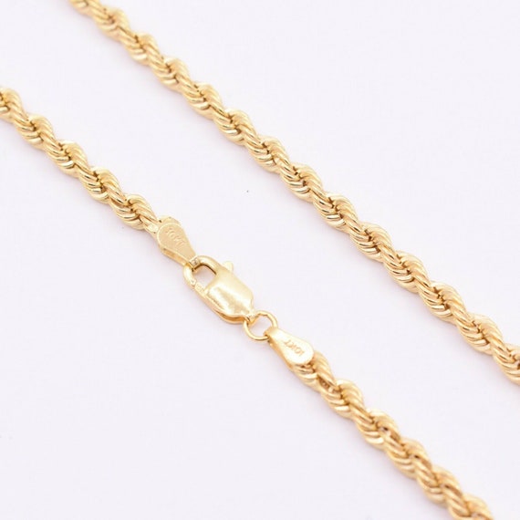 3.3 mm ツイストロープチェーンネックレス 本物の 10K イエロー 